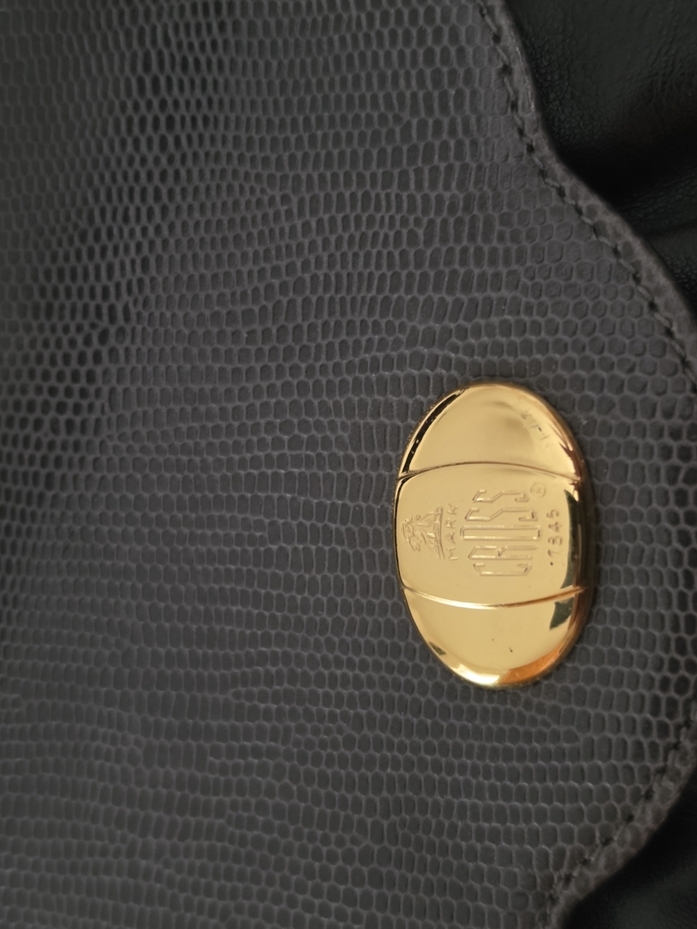 Textured Black Crossbody Bag with Gold Turn-Lock
